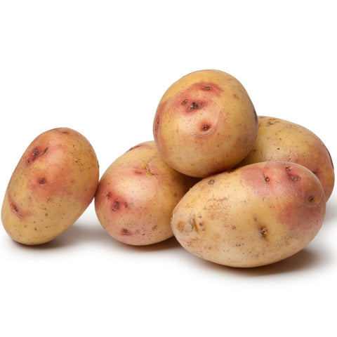 Verse Carolus biologische aardappelen met lichtgele schil en rode ogen, ovaalvormig en vastkokend