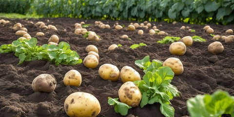 organic potatoes in a field